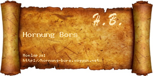 Hornung Bors névjegykártya